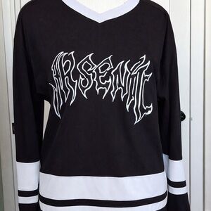 Arsenic Hockey Jersey Skull Graphic Black White Long Sleeve | Size Medium